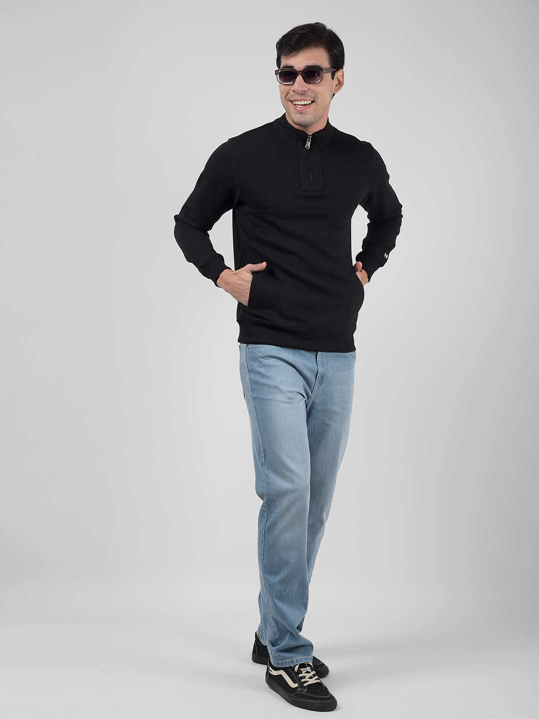 Numero Uno Men Black Mock Neck Sweatshirts